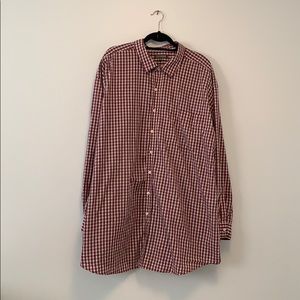 Denver Hayes classic fit button up red navy plaid
